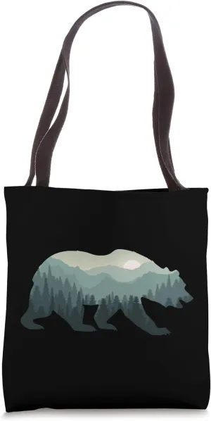 Bear Double Exposure Surreal Wildlife Fog Misty Forest Tote Bag