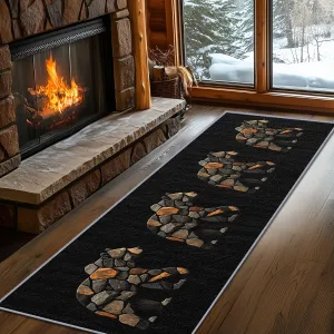 Bear Print Runner Rug, 2x6ft, Black, Bear Home Decor