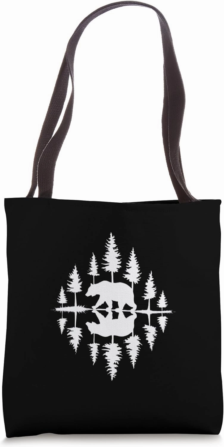 Bear Forest Reflection Nature Design Tote Bag