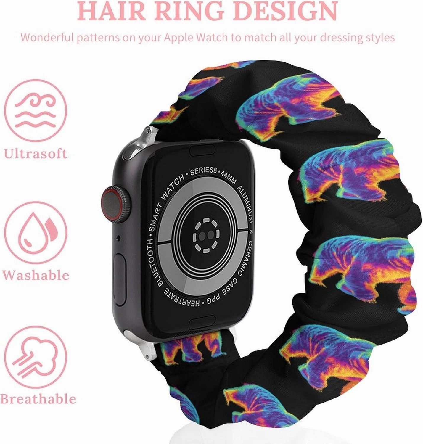 Bear Thermal Imaging Fashion Watch Strap Scrunchies Wristbands Compatible With IWatch Series
