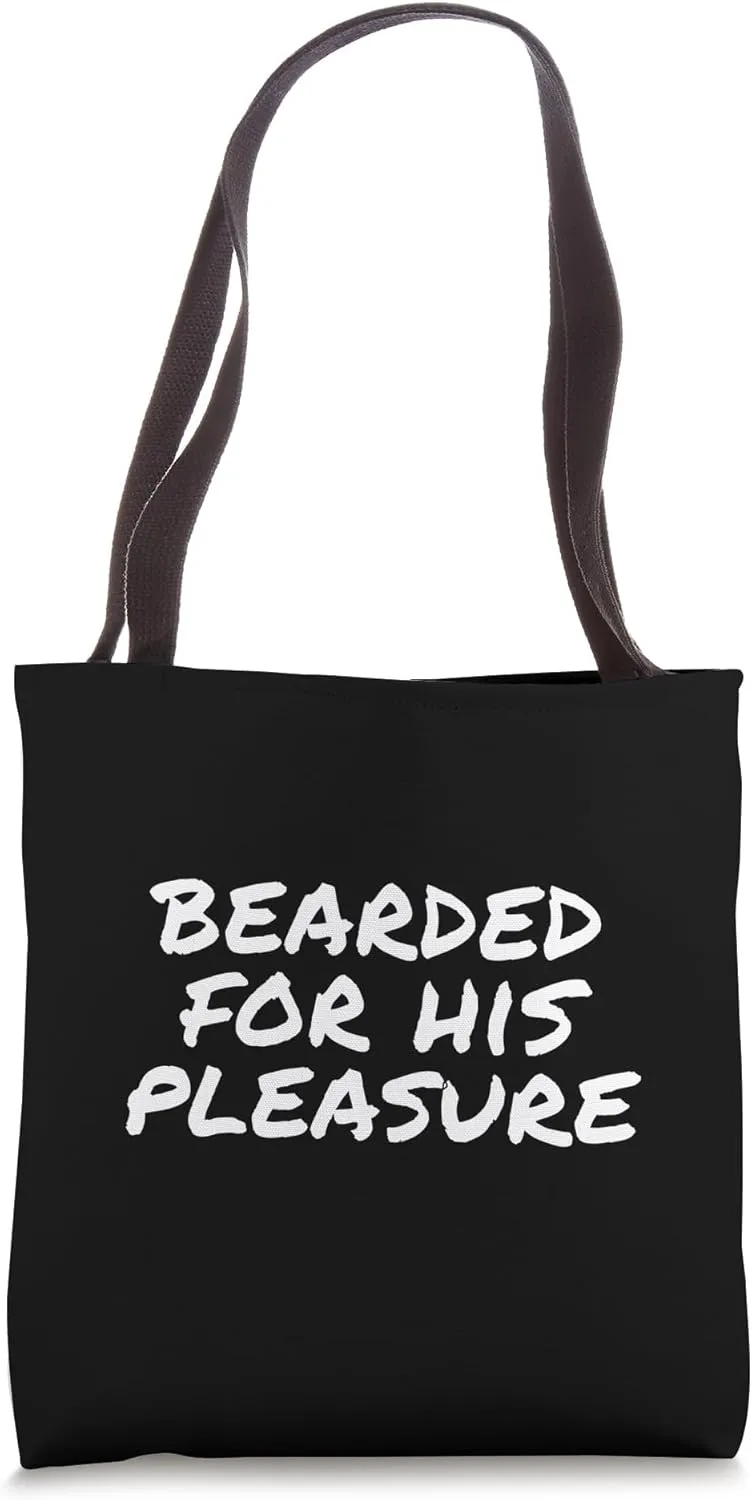 Bearded For His Pleasure Funny Gay Bear Pride Tote Bag