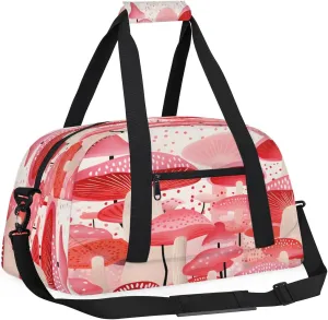 Beautiful Mushroom Kids Overnighter Duffel Bags for Boys, Carry-On Size Sports Gym Bag with Front Zipper Pocket for School Practice or Overnight Travel Weekender Sleepover Tote Bag