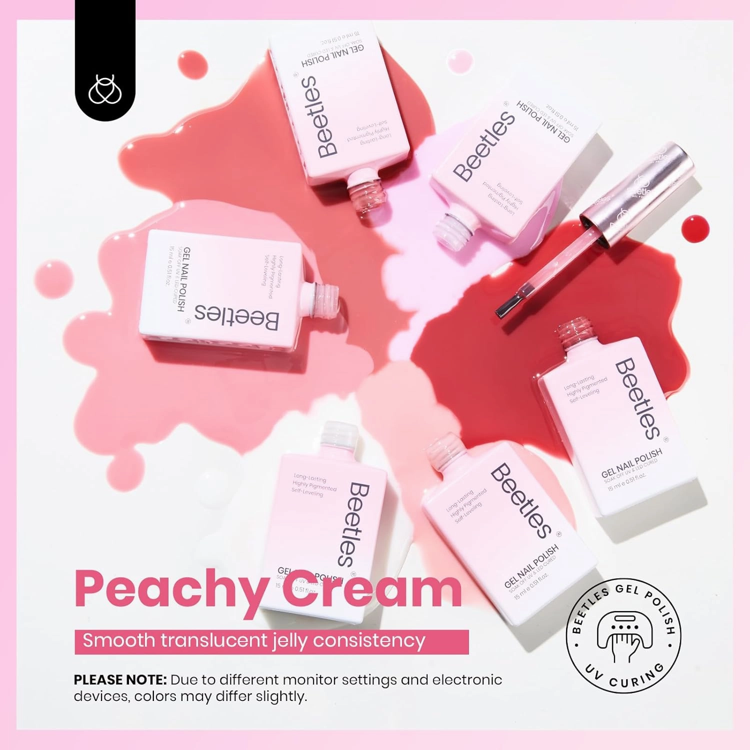 Beetles Nude Gel Nail Polish Set - 6 Colors Hema Free Summer Jelly Gel Polish Neutral Nude Pink Milky White Sheer Translucent Effect Soak Off UV Manicure Colorful Bottle Gel Gift for Women