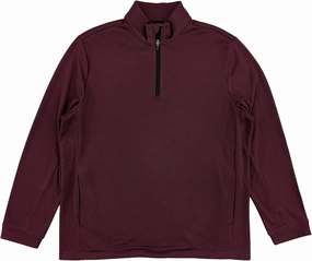 Ben Hogan Mens Burgundy Long Sleeve Micro Jacquard 1/4 Zip Golf Sweater