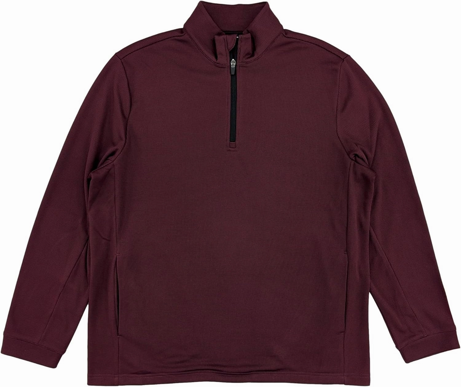 Ben Hogan Mens Burgundy Long Sleeve Micro Jacquard 1/4 Zip Golf Sweater