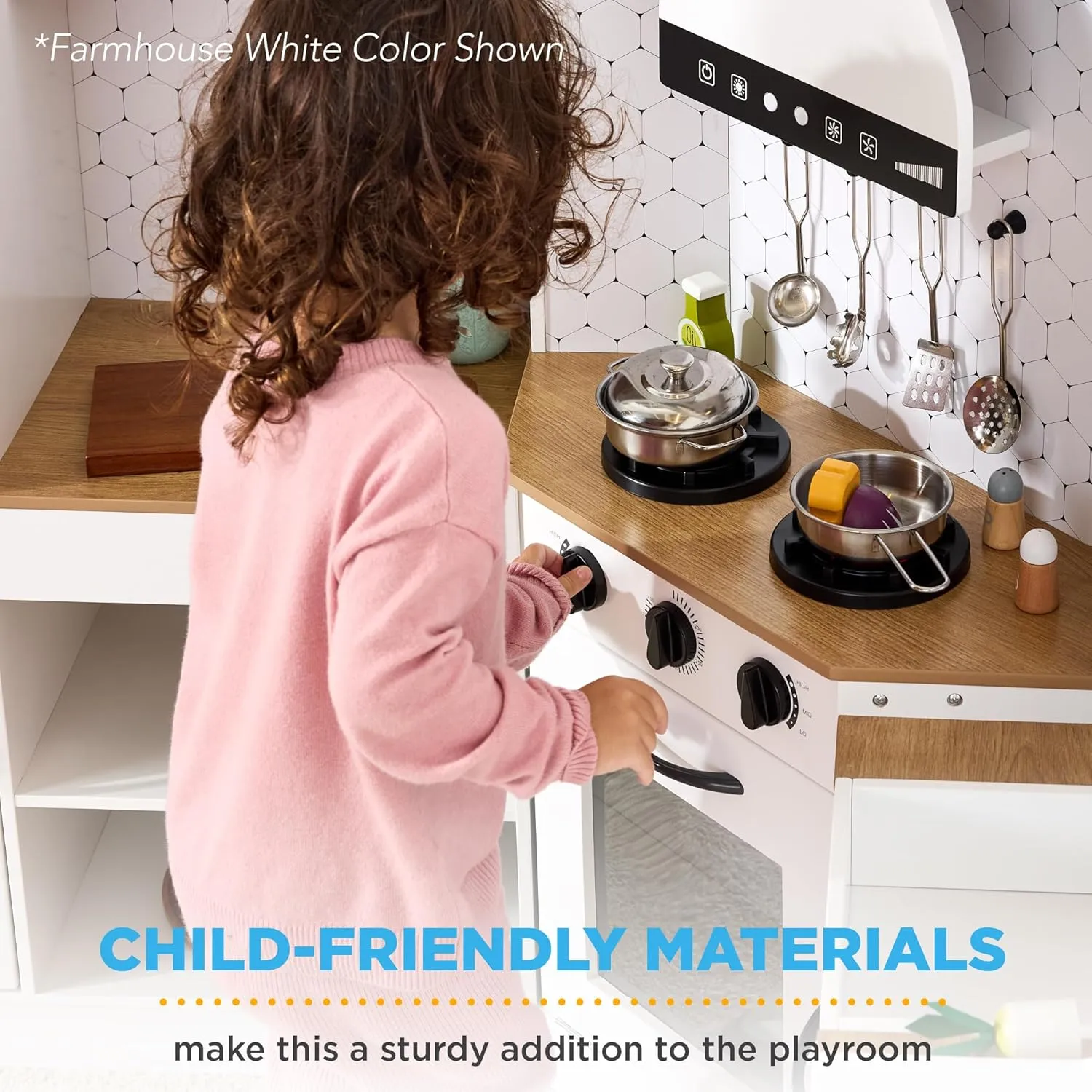 Best Choice Products Pretend Play Corner Kitchen, Ultimate Interactive Wooden Kids Playset w/Lights & Sounds, Ice Maker, Hood - Sage