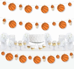 Big Dot of Happiness Nothin’ but Net - Basketball - Baby Shower or Birthday Party DIY Decorations - Clothespin Garland Banner - 44 Pieces