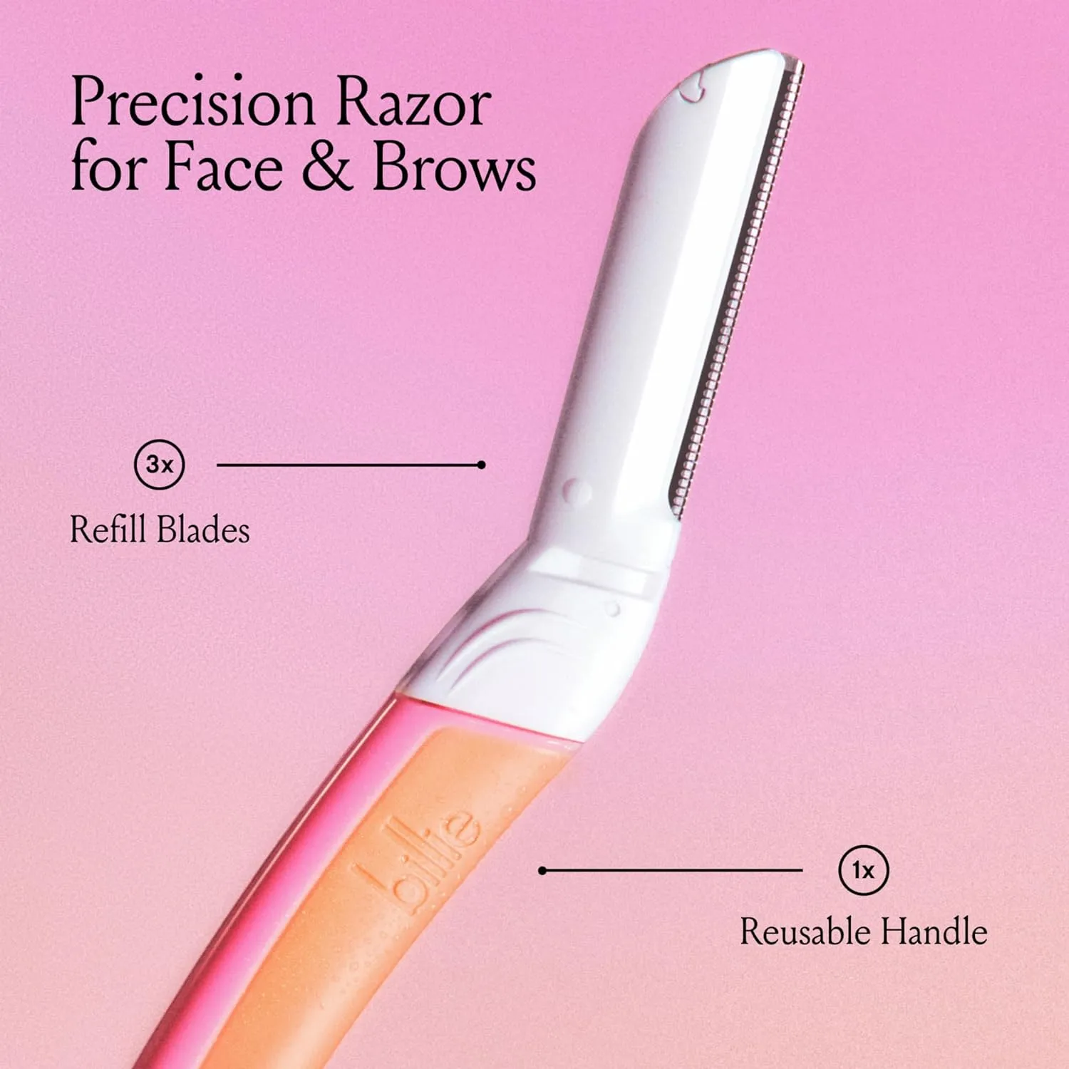 Billie Women's Razor Kit with 5 Blades   Dermaplane Starter Kit with 3 Refill Blades for Facial Hair Removal