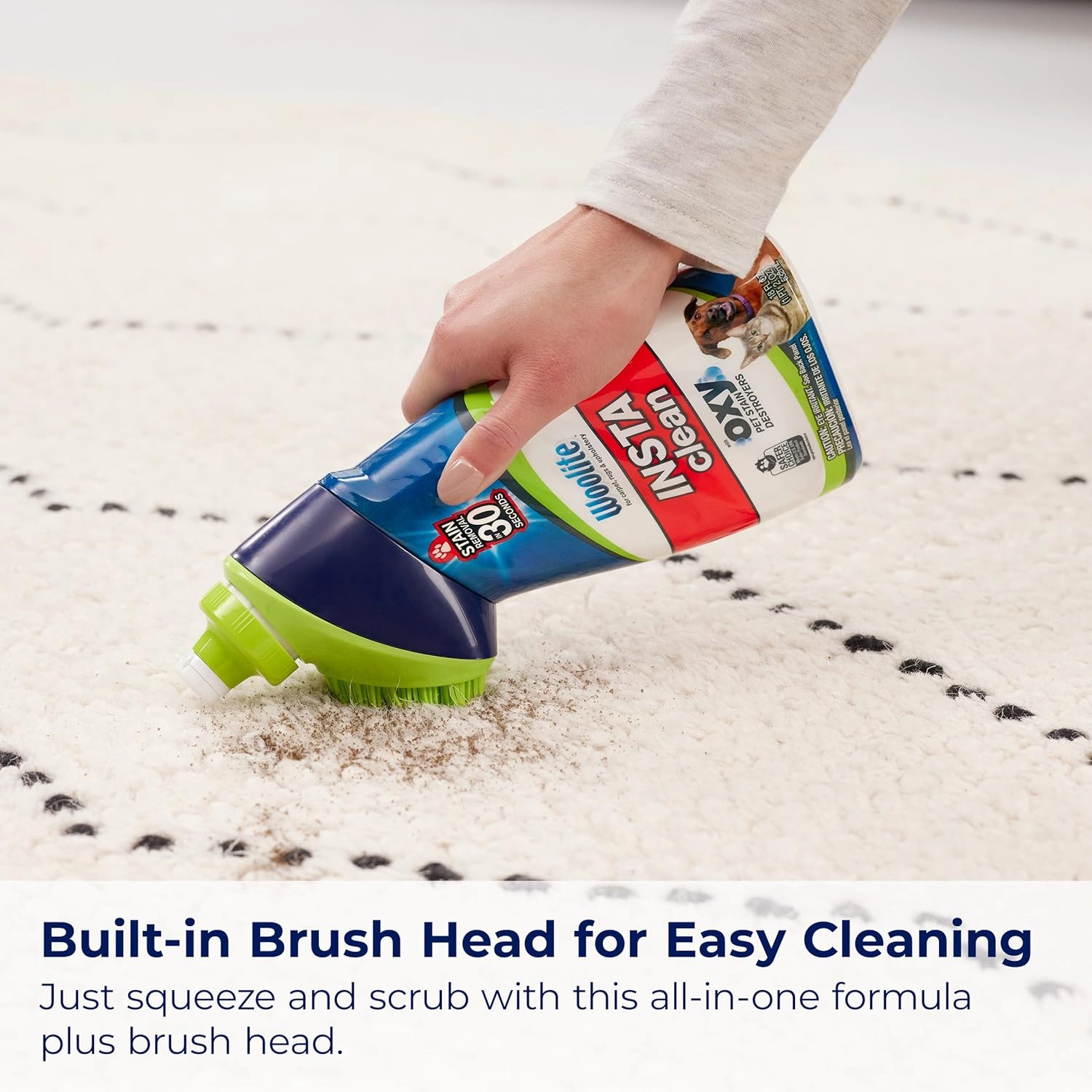 BISSELL InstaClean Oxy Pet Spot and Stain Remover with Brush Head, 4 pack, 17409