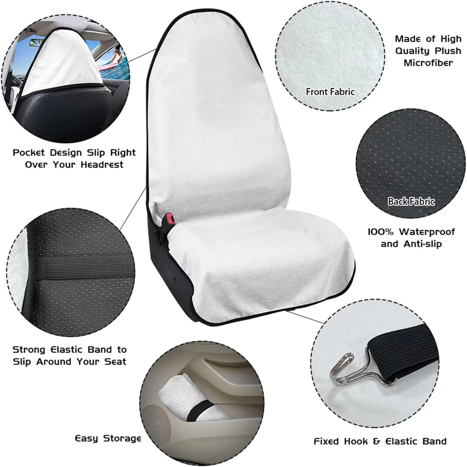 Black Marble Sweat Towel Car Seat Cover for Gym Running Athletes Waterproof Car Seat Cover Protector Front Seats Only Stain Resistant Bench Seat Covers Universal Fit Most Vehicles