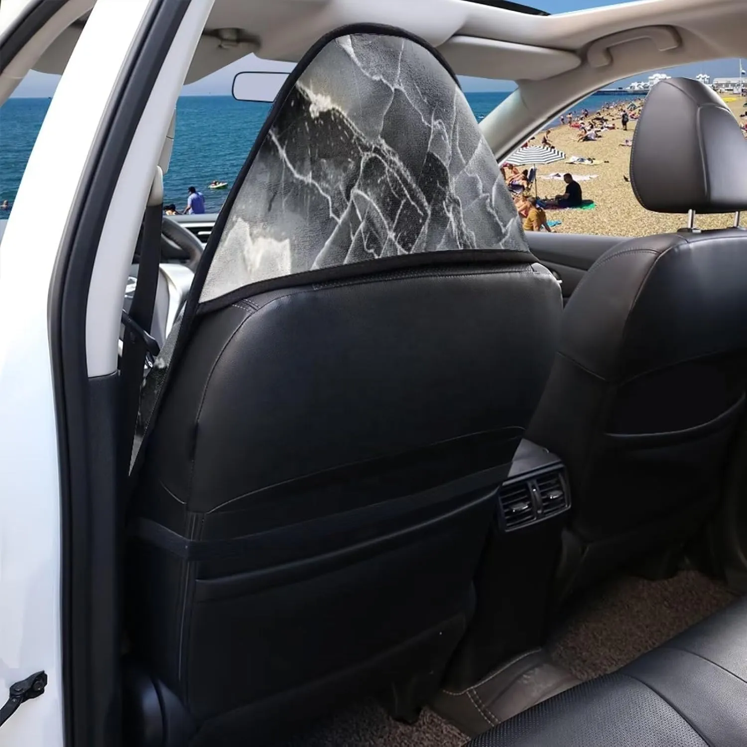 Black Marble Sweat Towel Car Seat Cover for Gym Running Athletes Waterproof Car Seat Cover Protector Front Seats Only Stain Resistant Bench Seat Covers Universal Fit Most Vehicles