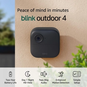 Blink Outdoor 4 (newest model) – Wireless smart security camera, two-year battery life, two-way talk. Required Sync Module not included – Add-on camera