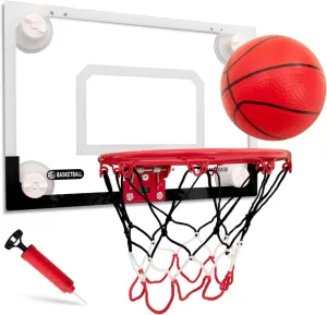 BOHEN Indoor Mini Basketball Hoops with Powerful Suction Cup, Stick to Windows, Wooden Doors, Smooth Walls - Basketball Backboard Toy Indoor Bedroom Office for Kids Teens Adults