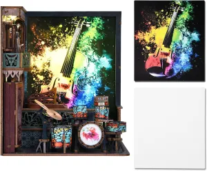 Book Nook Kit, Booknook Kits for Adults and Teens, DIY 3D Wooden Puzzle Bookend Miniature Dollhouse Kit Bookshelf Decor Alley Build Model with LED Light