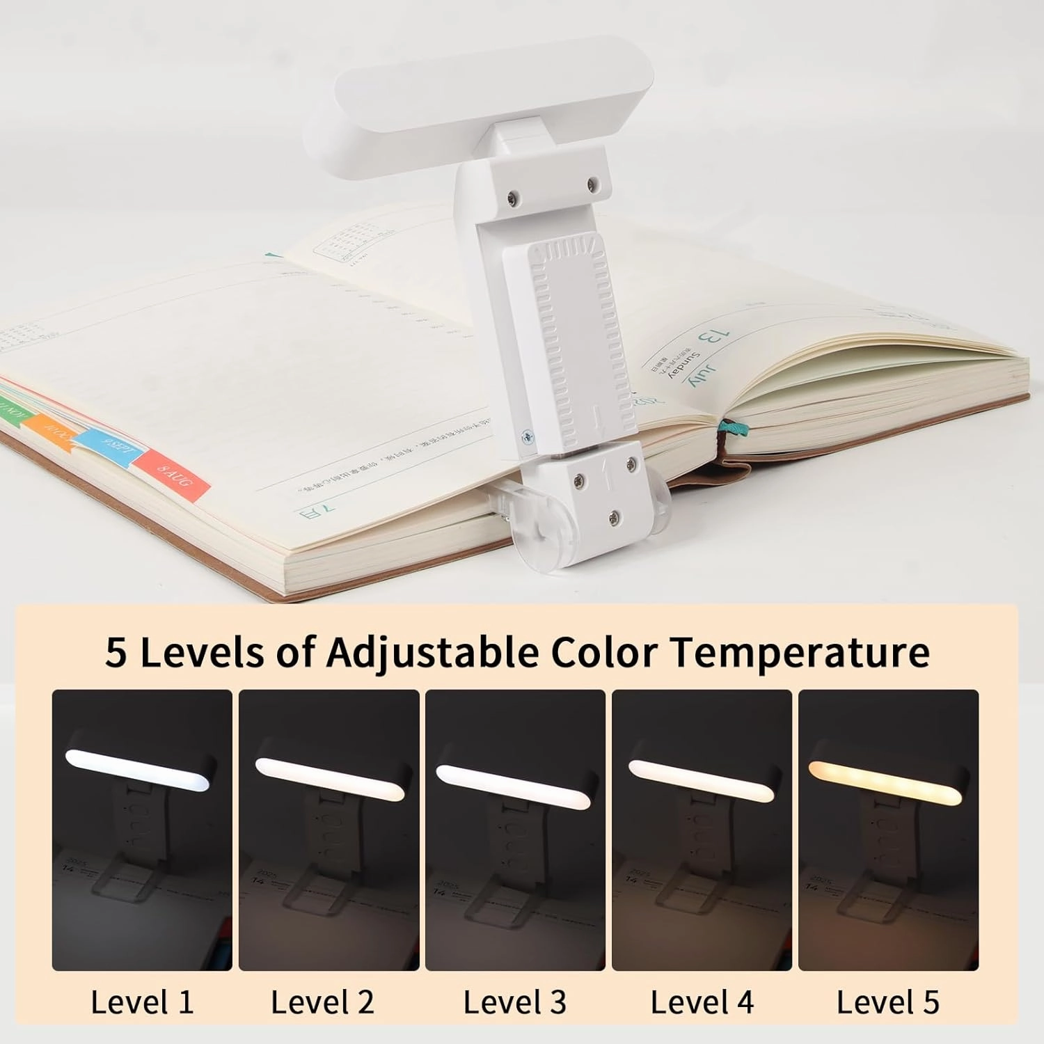 Book Light,USB Rechargeable Clip-On Reading Light,30 Adjustable Modes,Eye-Caring with Timer,Perfect for Book Lovers/Travel (White)