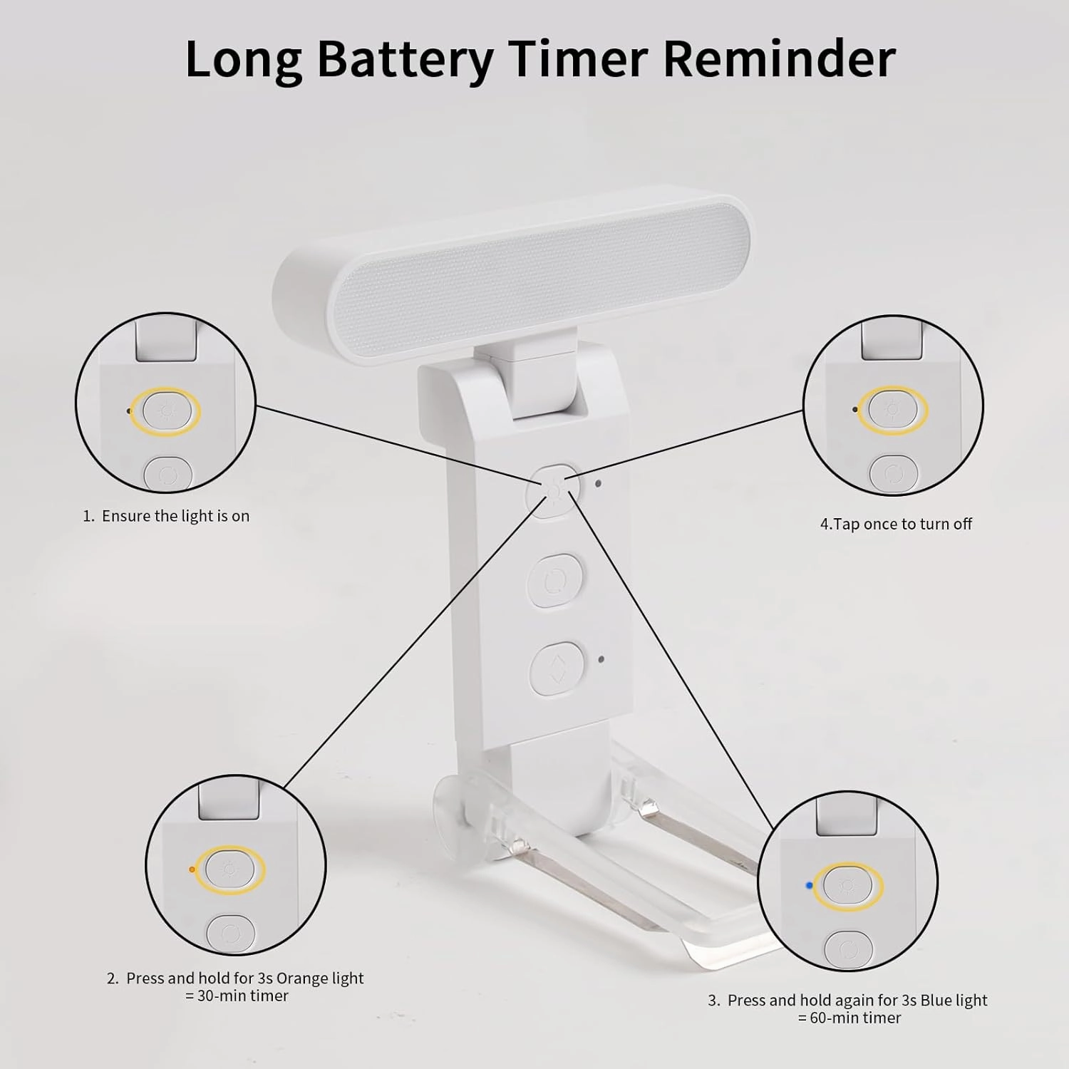 Book Light,USB Rechargeable Clip-On Reading Light,30 Adjustable Modes,Eye-Caring with Timer,Perfect for Book Lovers/Travel (White)
