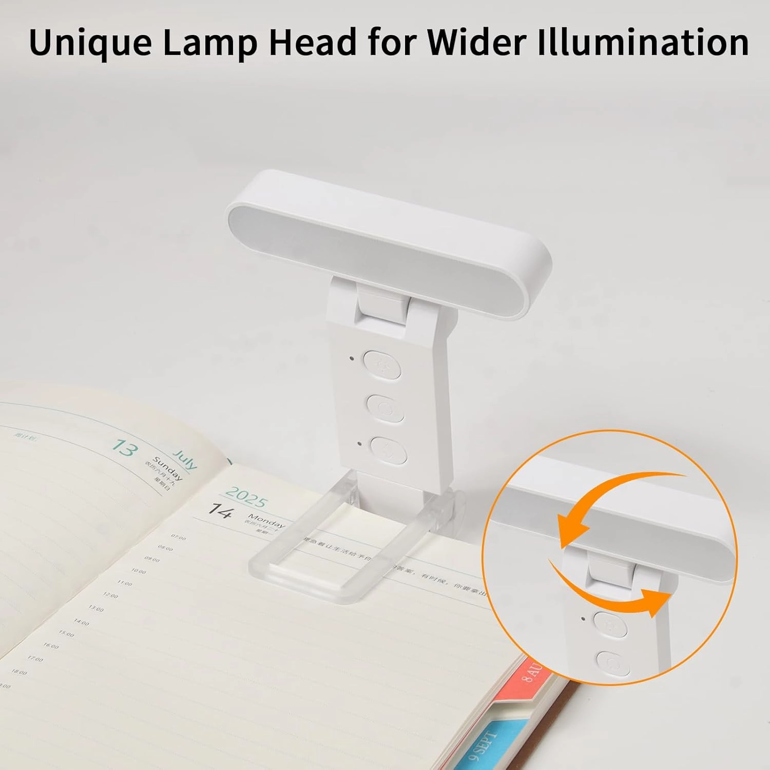 Book Light,USB Rechargeable Clip-On Reading Light,30 Adjustable Modes,Eye-Caring with Timer,Perfect for Book Lovers/Travel (White)