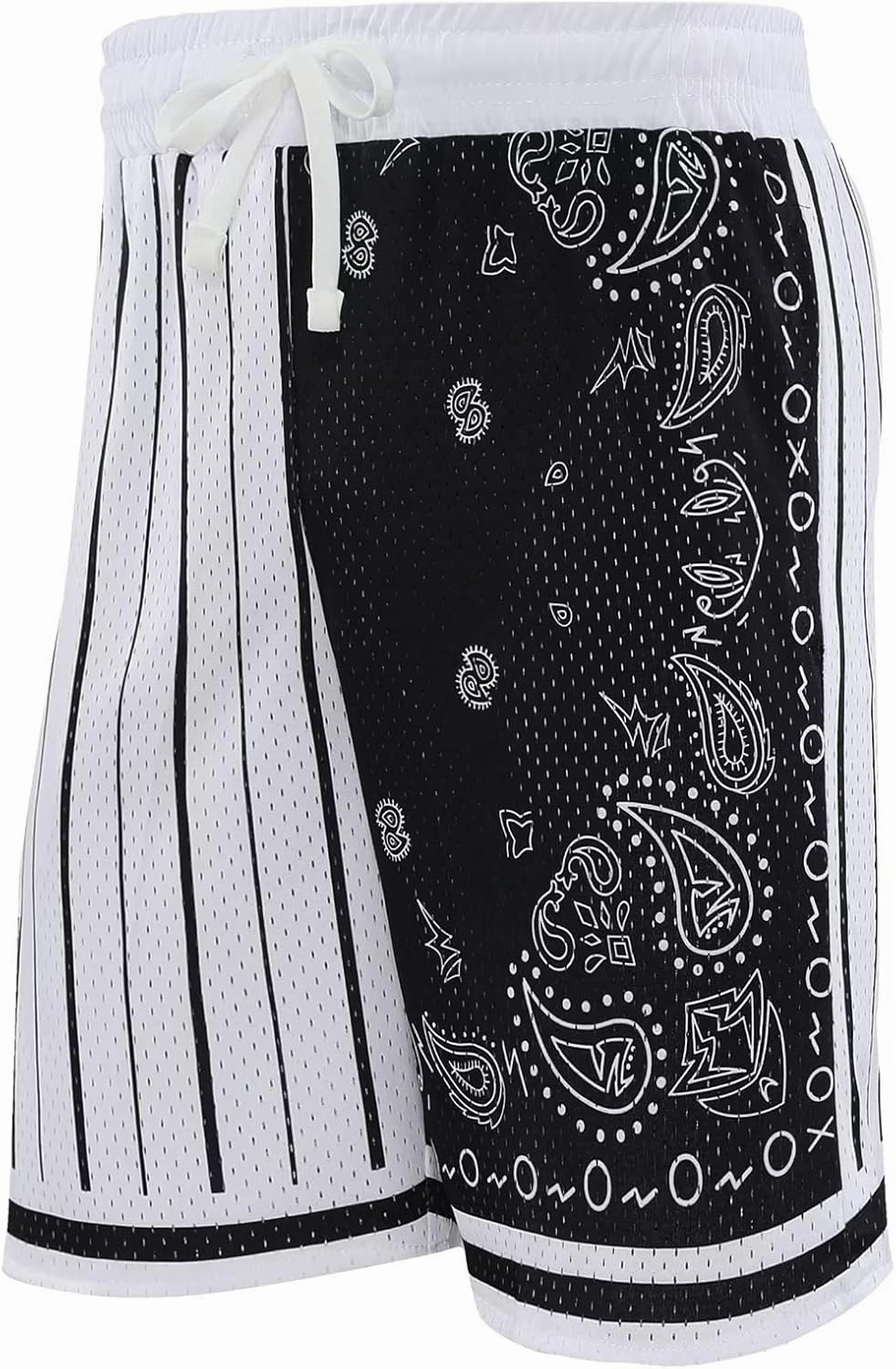 BOOMLEMON Men's Basketball Shorts Workout Athletic Paisley Shorts Mesh Print Running Short Pants