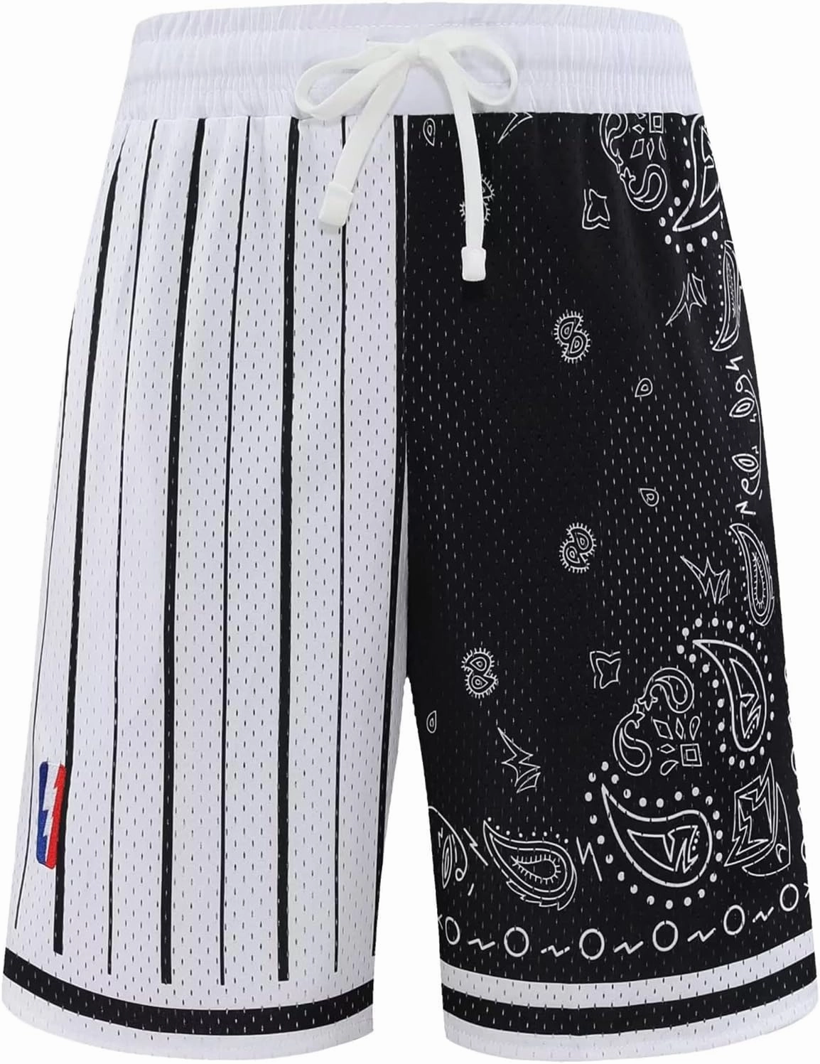 BOOMLEMON Men's Basketball Shorts Workout Athletic Paisley Shorts Mesh Print Running Short Pants