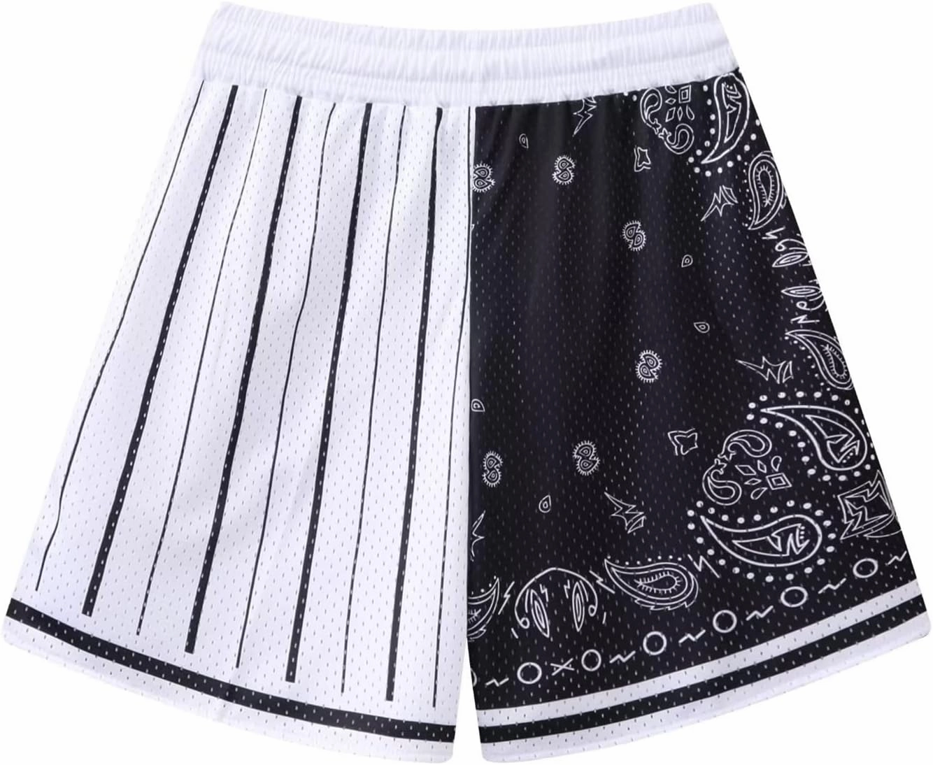 BOOMLEMON Men's Basketball Shorts Workout Athletic Paisley Shorts Mesh Print Running Short Pants