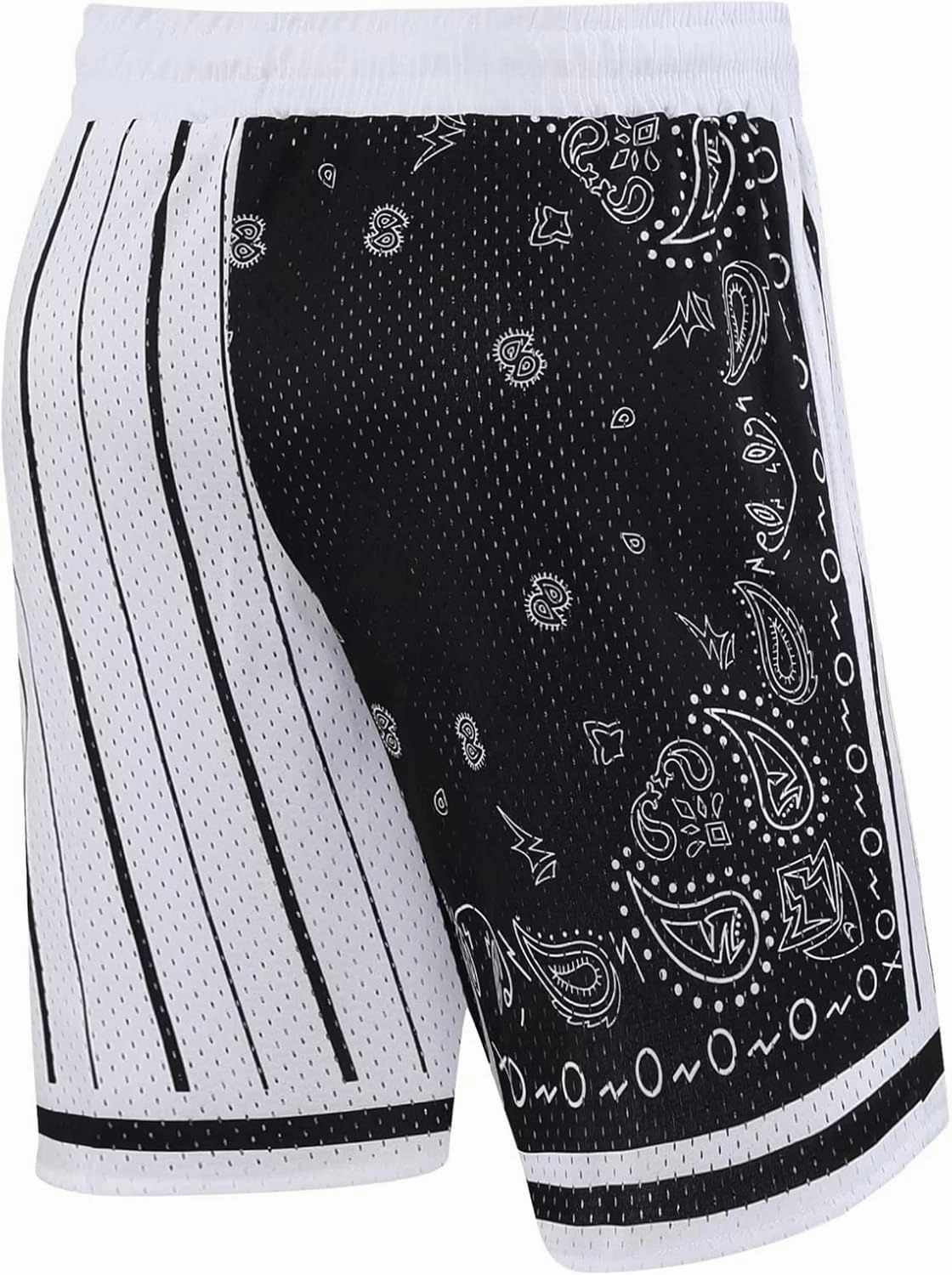 BOOMLEMON Men's Basketball Shorts Workout Athletic Paisley Shorts Mesh Print Running Short Pants