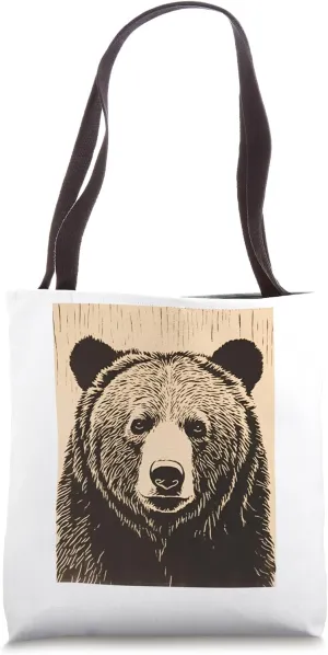 Brown Bear Wilderness Animal Vintage Retro Bear Tote Bag