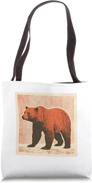 Brown Bear Wilderness Animal Vintage Retro Bear Tote Bag