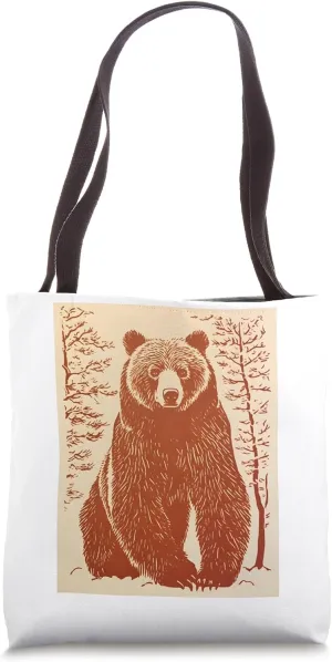 Brown Bear Wilderness Animal Vintage Retro Bear Tote Bag
