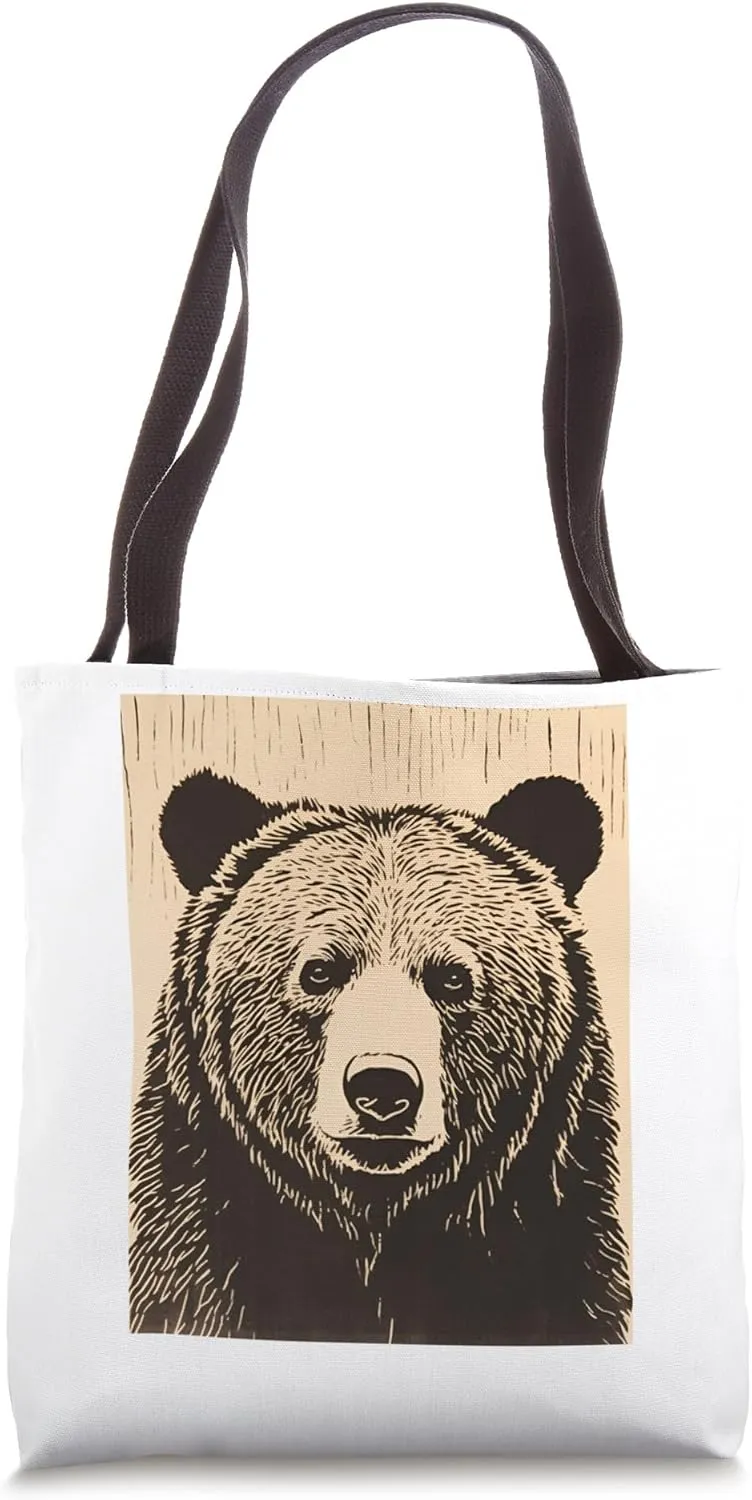 Brown Bear Wilderness Animal Vintage Retro Bear Tote Bag