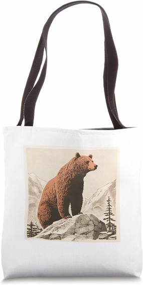 Brown Bear Wilderness Animal Vintage Retro Bear Tote Bag