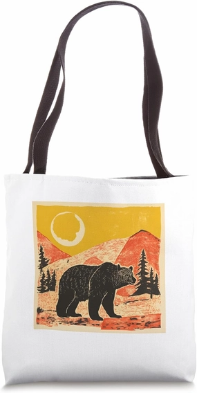 Brown Bear Wilderness Animal Vintage Retro Bear Tote Bag