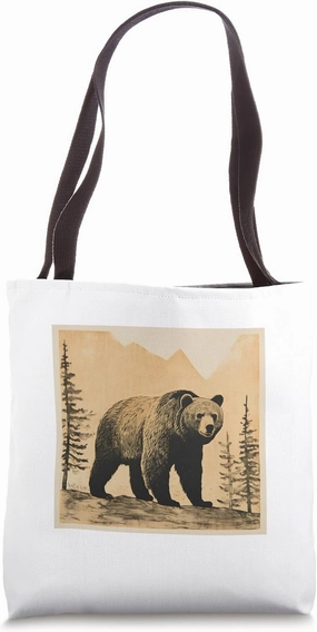 Brown Bear Wilderness Animal Vintage Retro Bear Tote Bag