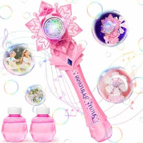 Bubble Wands Toys for 4 Year Old Girls: Princess Wand Gifts for 3 Year Old Girl Handheld Bubble Machine for Kids Birthday Gift for 3 Year Old Girl Toys for 3 4 5 6 Year Old Girls, Pink