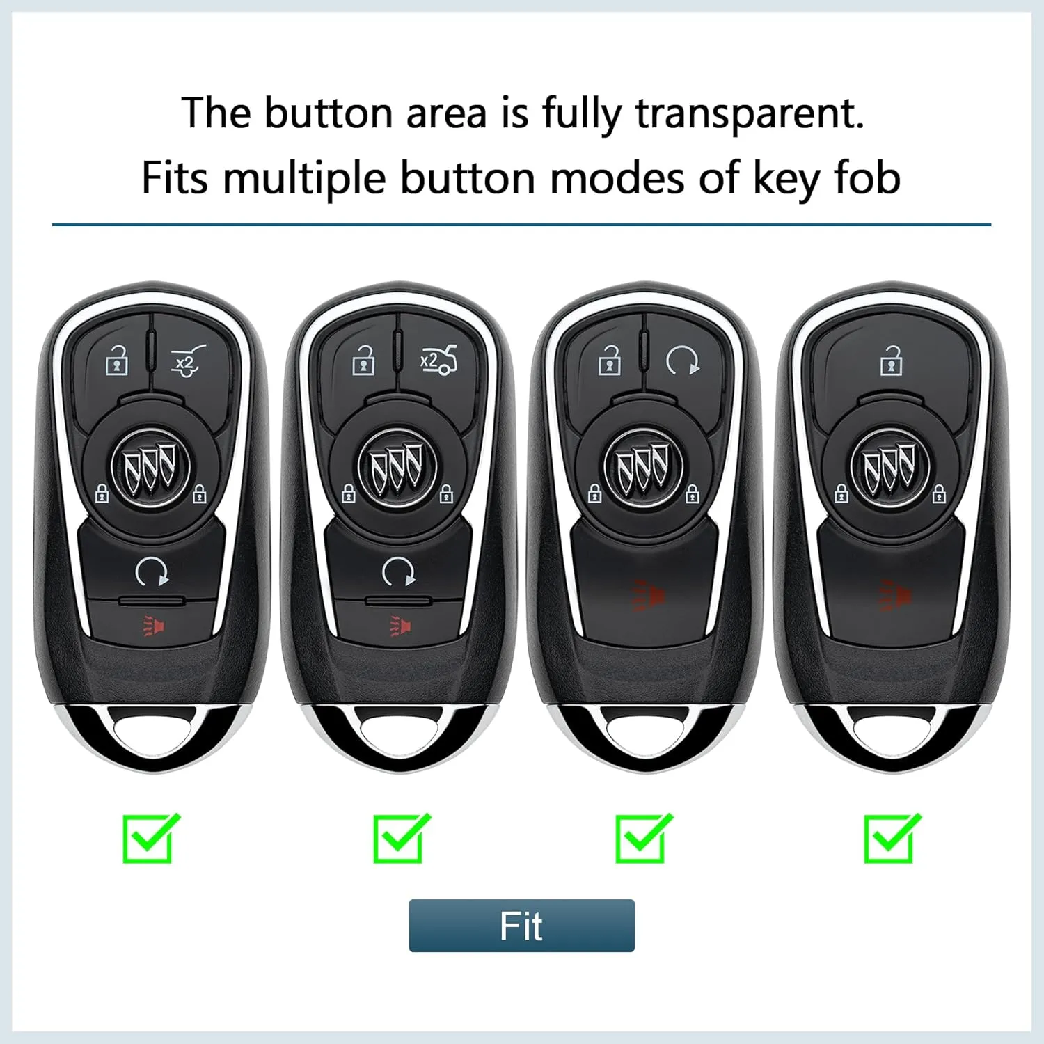 Buick Key Fob Cover Car Key Protector Case Key Chain Holder Accessories Black