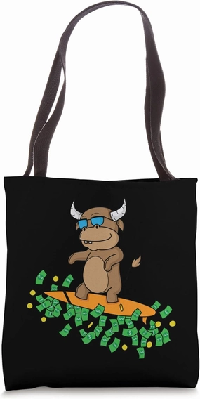 Bull surfs on Stock Course private Investment vs. Hedge Fond Tote Bag