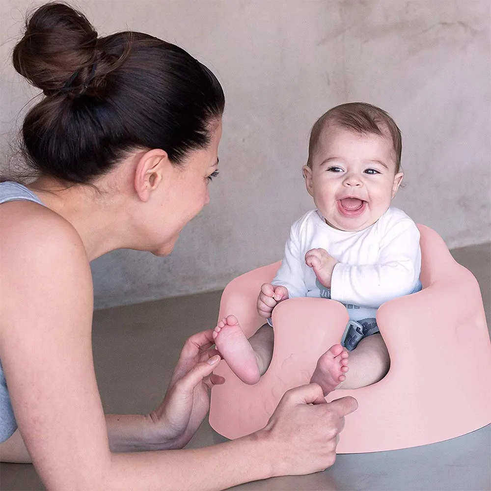 Bumbo Baby Floor Seat, Soft and Supportive Booster Chair with Harness and Tray, Pink