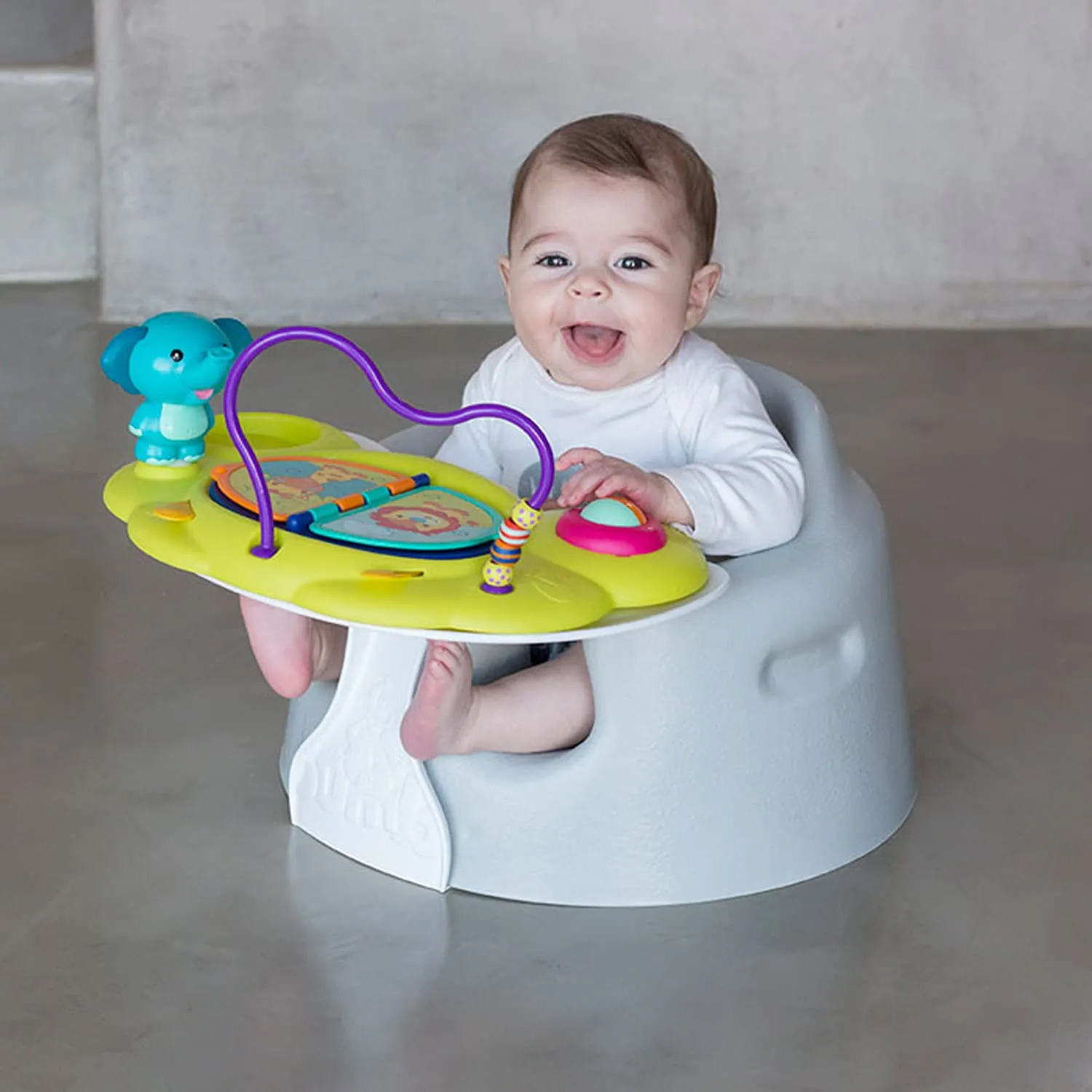 Bumbo Baby Floor Seat, Soft and Supportive Booster Chair with Harness and Tray, Pink