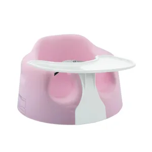 Bumbo Baby Floor Seat, Soft and Supportive Booster Chair with Harness and Tray, Pink