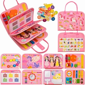 Busy Book for Toddlers 1-3, Montessori Toys Busy Board for 1 2 3 4 Year Old Girl Birthday Gift Educational Learning Quiet Activity Book Airplane Car Travel Toys for Tollders Kids 1- 3