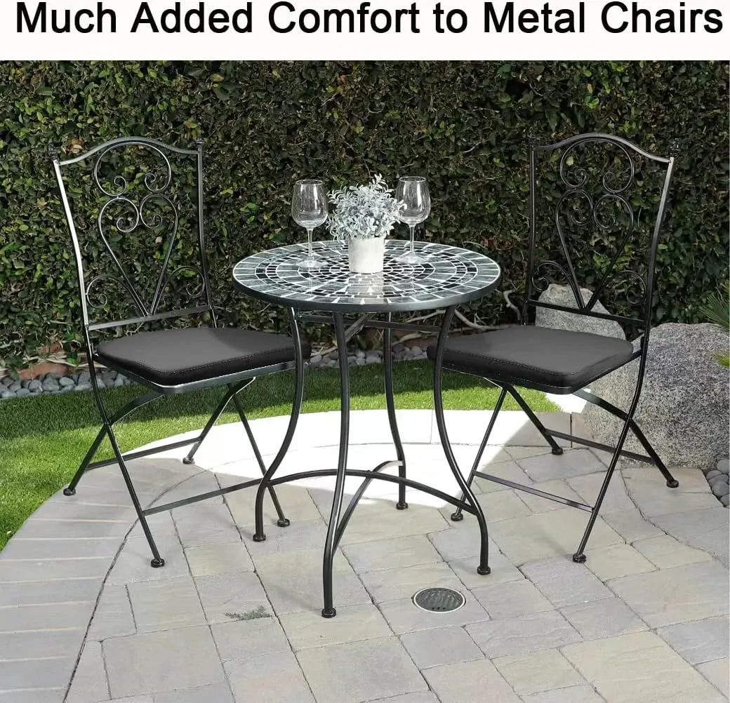BUYUE 14" Metal Chair Cushions with Magnetic Set of 4, Luxury PU Leather Waterproof Anti-Slip Seat Pads for Kitchen Cafe Dining Bistro Stackable Chairs (U-Shape, Black, 4)