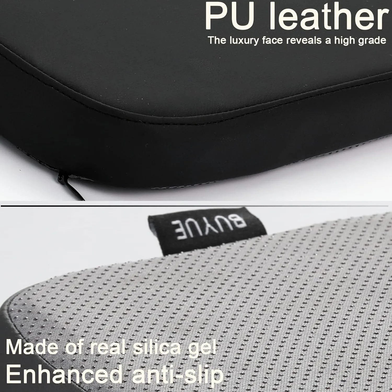 BUYUE 14" Metal Chair Cushions with Magnetic Set of 4, Luxury PU Leather Waterproof Anti-Slip Seat Pads for Kitchen Cafe Dining Bistro Stackable Chairs (U-Shape, Black, 4)