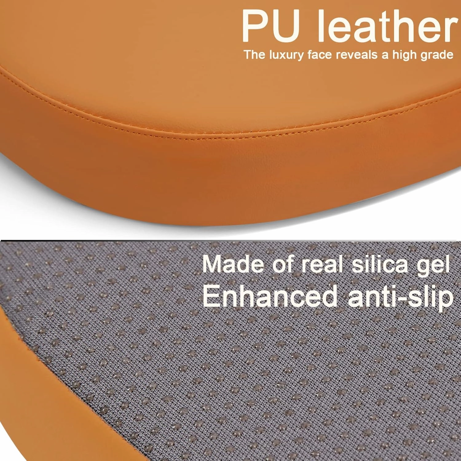 BUYUE 14" Metal Chair Cushions with Magnetic Set of 4, Luxury PU Leather Waterproof Anti-Slip Seat Pads for Kitchen Cafe Dining Bistro Stackable Chairs (U-Shape, Orange, 4)