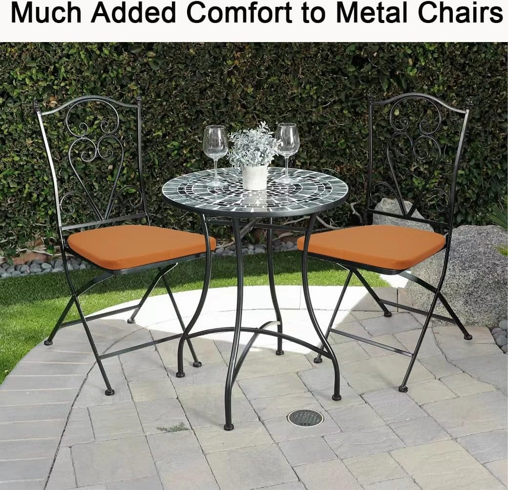 BUYUE 14" Metal Chair Cushions with Magnetic Set of 4, Luxury PU Leather Waterproof Anti-Slip Seat Pads for Kitchen Cafe Dining Bistro Stackable Chairs (U-Shape, Orange, 4)
