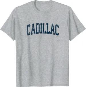 Cadillac Michigan MI Vintage Athletic Sports Navy Design T-Shirt