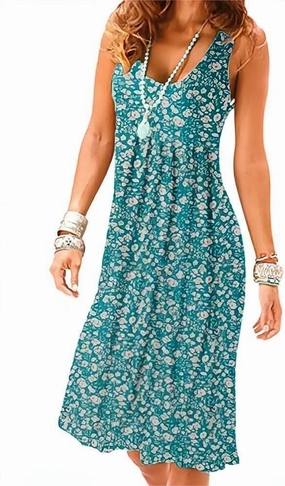 Camisunny Women Casual Loose Tank Dresses Sleeveless Beach Vacation Dress Swing Pleated U Neck Fashion Soft