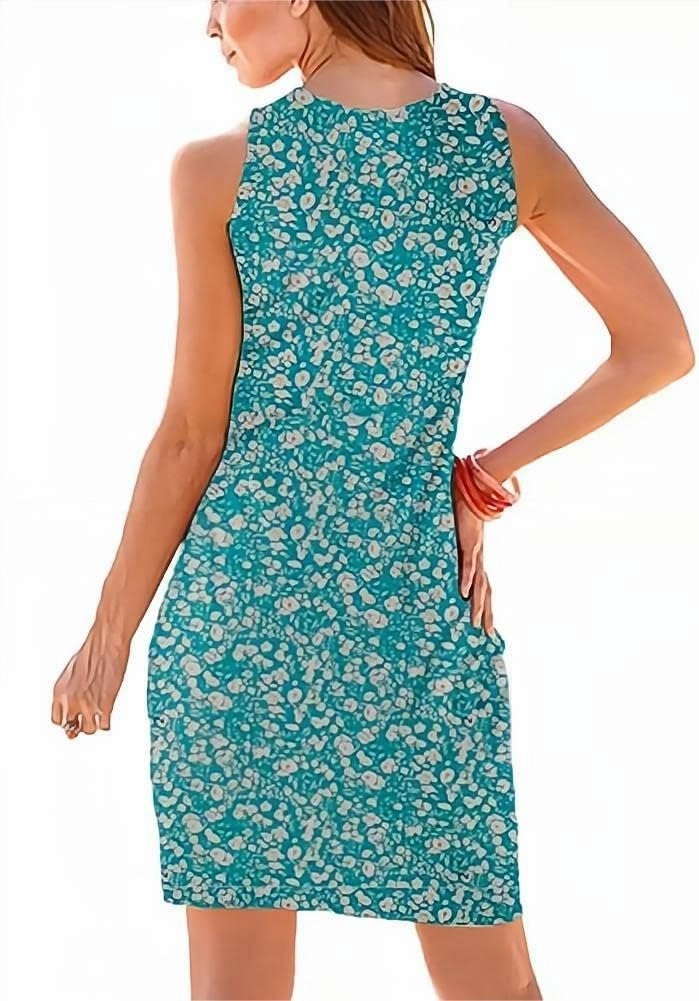 Camisunny Women Casual Loose Tank Dresses Sleeveless Beach Vacation Dress Swing Pleated U Neck Fashion Soft