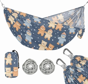 Camping Hammock Outdoor Hammocks for Outside Bear Winter Cute Beach Trees Portable Lightweight with Pockets Tree Straps Indoor Small