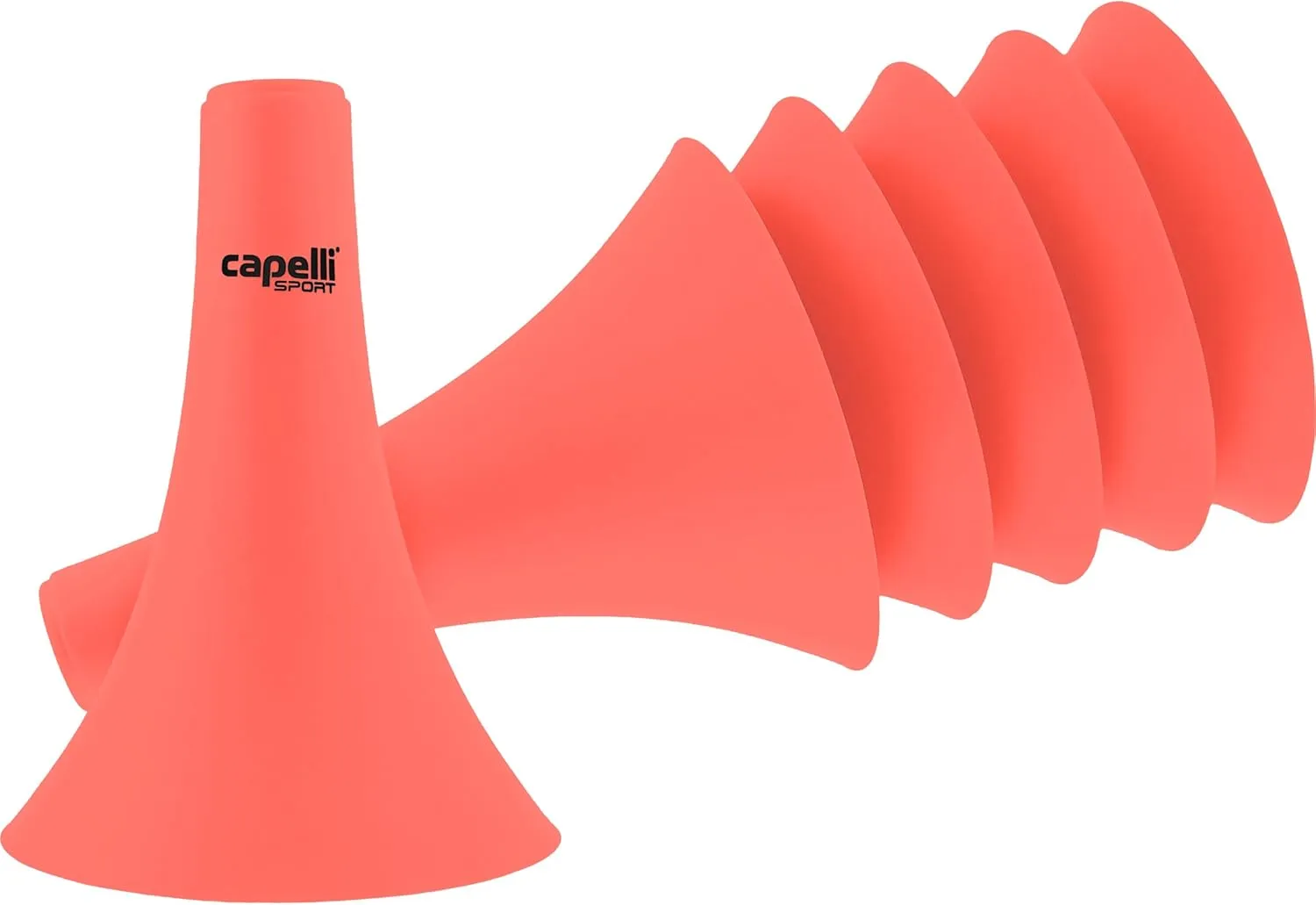 Capelli Sport Soccer Cones, Set of 6 Agility and Practice Drills Cones for Speed Training, Football, and Basketball, Neon Coral