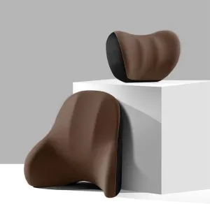 Car Neck Pillow Lumbar Support for Suzuki Vitra 2014-2019 Firm Comfortable Adjustable Removable Breathable Soft Memory Foam Relieve Body Pain,Brown-C