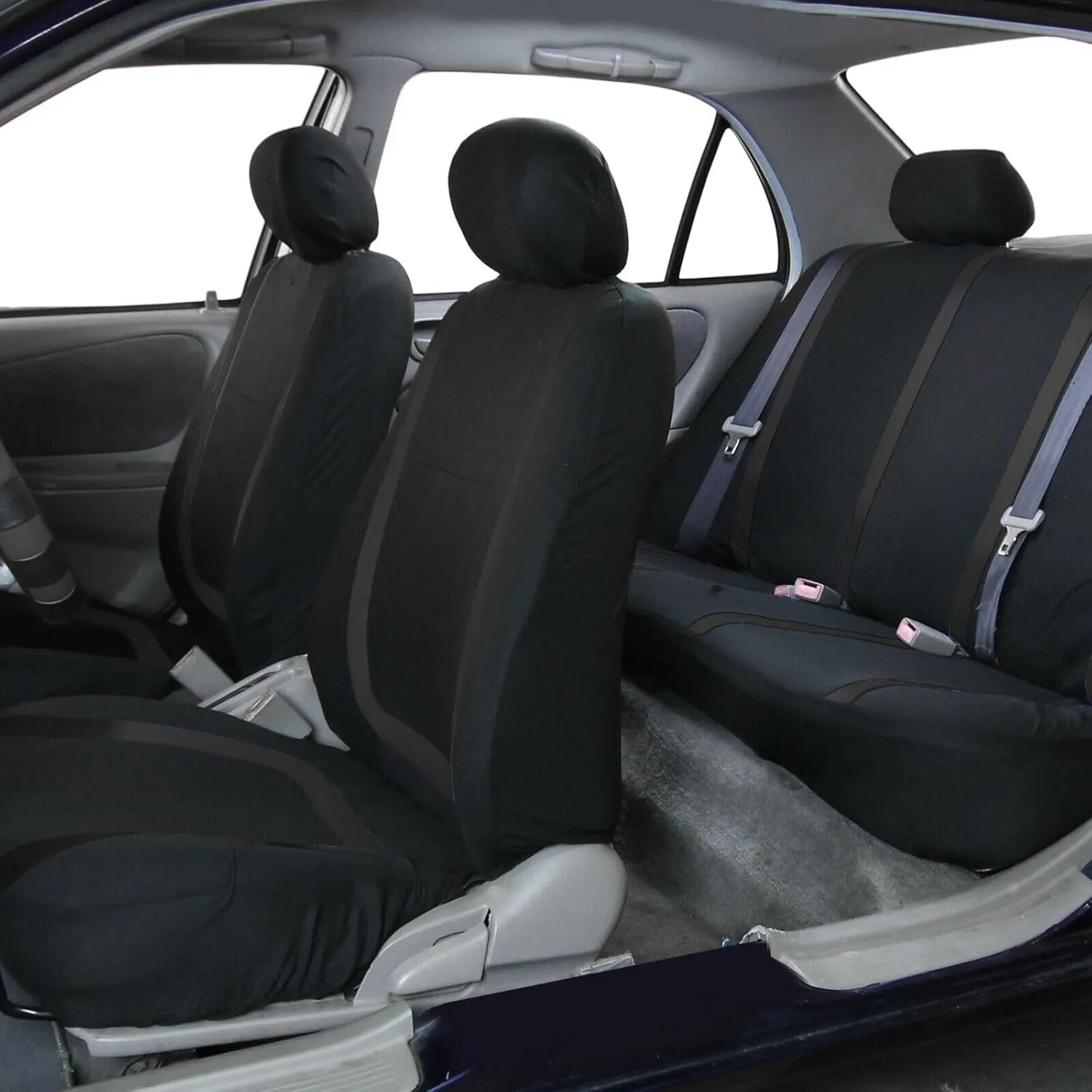 Car Seat Covers for Mazda Atenza Daewoo Matiz Nexia Kalos Evanda, Full Set Car Seat Protectors, Breathable Comfortable Front Rear Seat Cushion Protector Covers Accessories,B Black